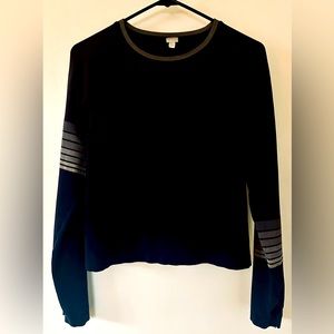 JOY LAB - Black Long Sleeved Top with Striped Sleeves